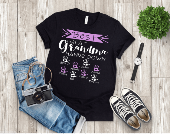 Best Grandma or Great-Grandma "Hands Down" T-Shirt